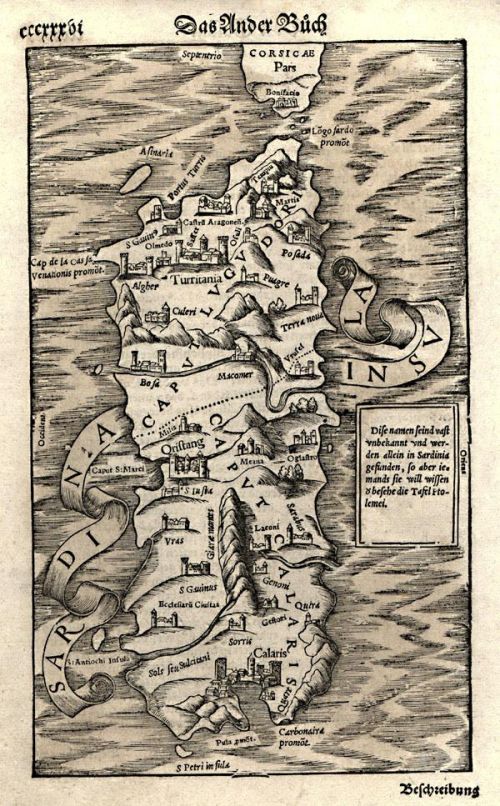 Sardinia Insula - Cartina a cura di Sigismondo Arquer, anno 1550